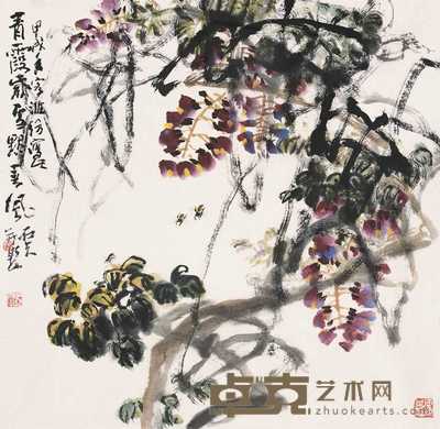 郭石夫 青霞紫学默春风 镜心 68×68cm